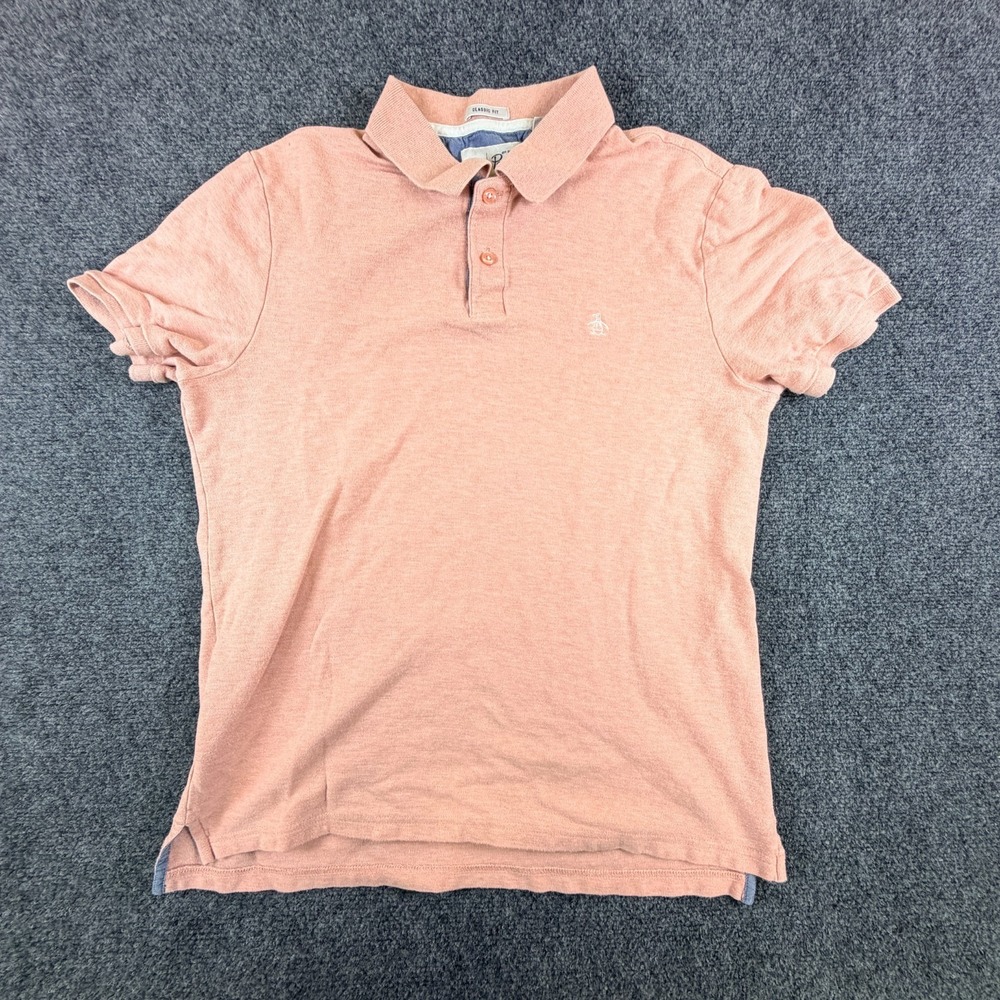Penguin By Munsingwear Polo Shirt Mens M Coral Almond Cotton Classic‎ Fit Golf
